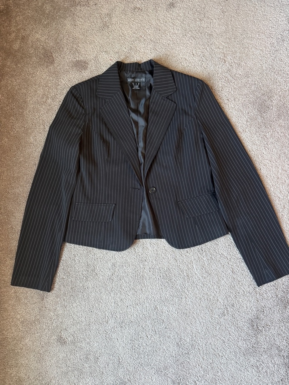 Body Central Pinstripe Blazer Pants Suit Set Black SIZE S Career Chic - Picture 2 of 9
